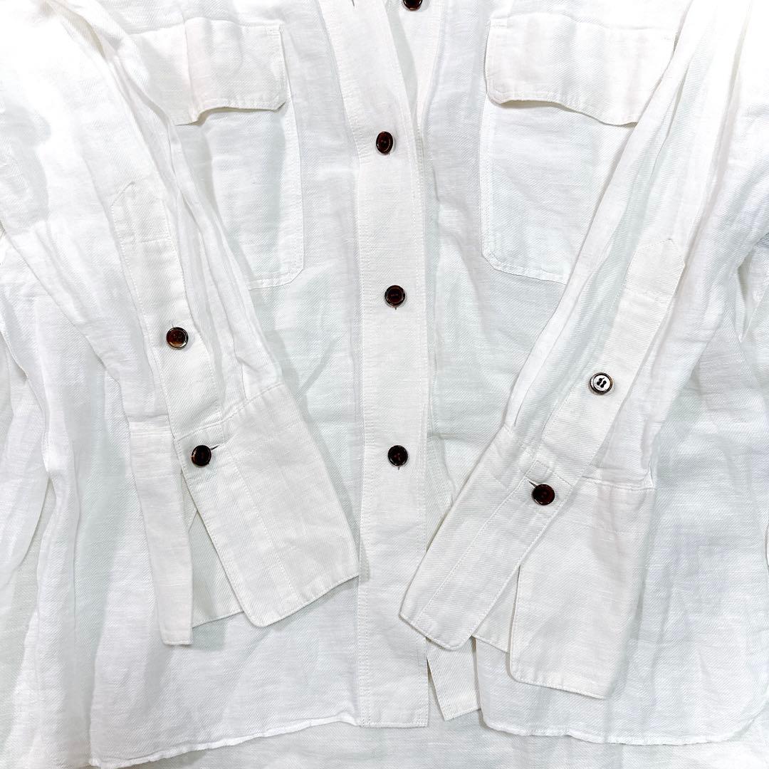 美品 定価3.9万 カオス バサランカディーシャツ リネン ホワイト　フリー