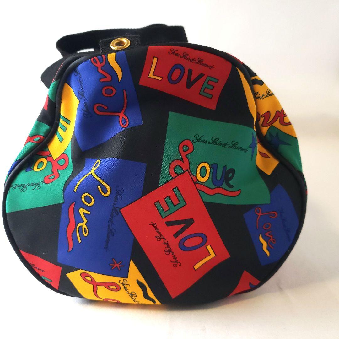 美品 サンローラン ドラムバック LOVE柄 ヴィンテージ ゴールド金具