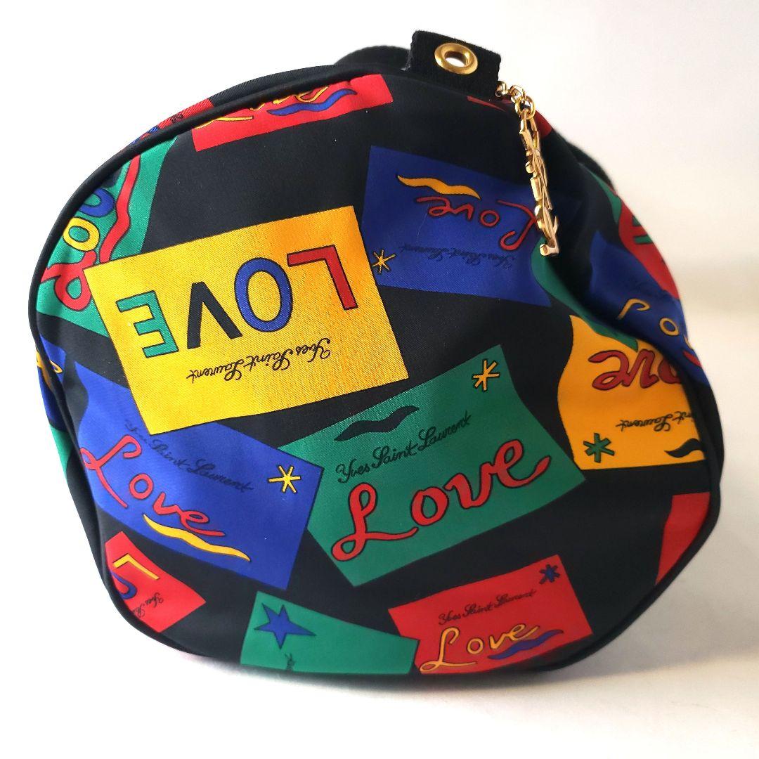 美品 サンローラン ドラムバック LOVE柄 ヴィンテージ ゴールド金具