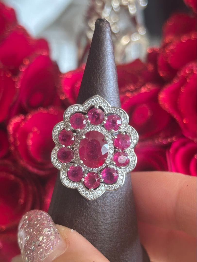 ☆*ね様 天然石ルビーデザインリング＆ネックレスのサイズ限定セット13号