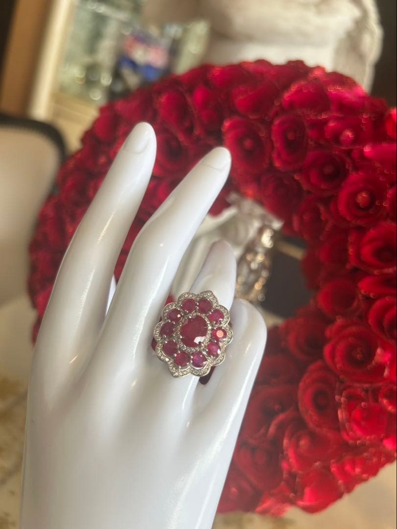 ☆*ね様 天然石ルビーデザインリング＆ネックレスのサイズ限定セット13号