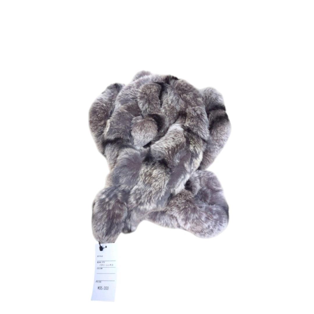 レッキスファー マフラー 未使用タグ付 グレー イタリー製 高級