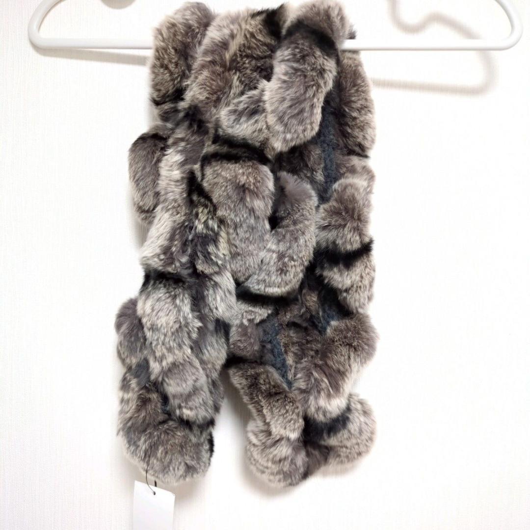 レッキスファー マフラー 未使用タグ付 グレー イタリー製 高級