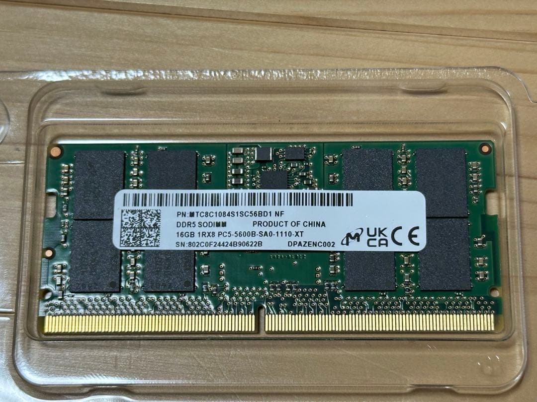 Micronノート用DDR5-5600 SO-DIMM32GB(16GBx2枚)