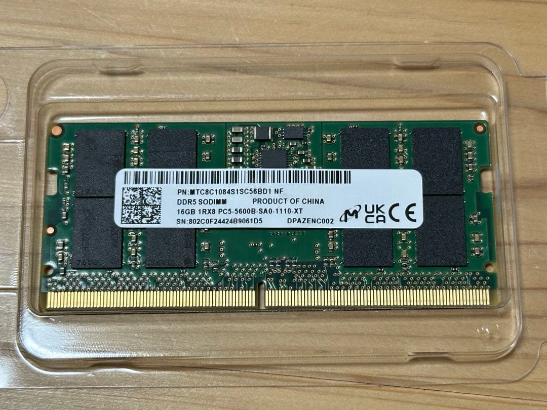 Micronノート用DDR5-5600 SO-DIMM32GB(16GBx2枚)