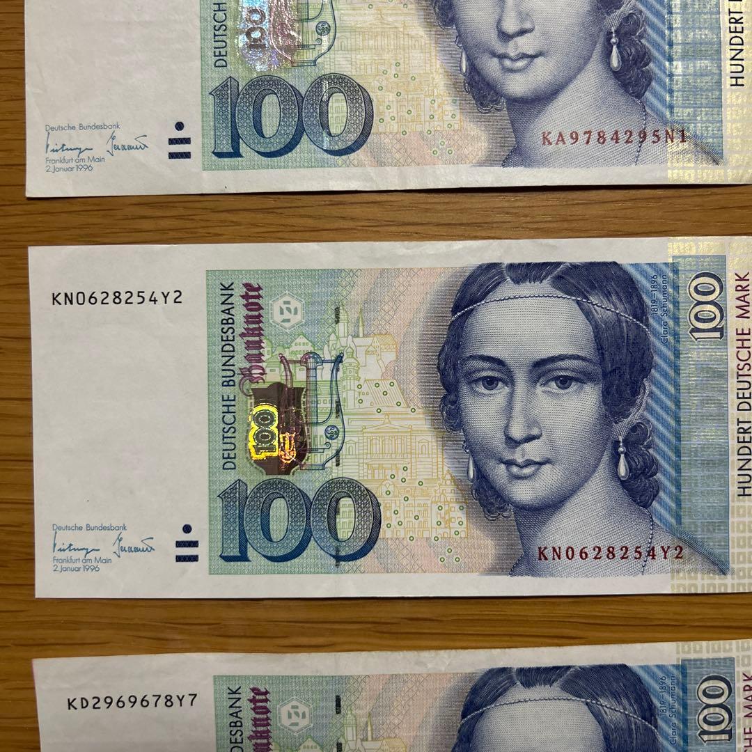 【旧紙幣】ドイツマルク 100マルク 音楽デザイン　***即購入可能 4枚セット