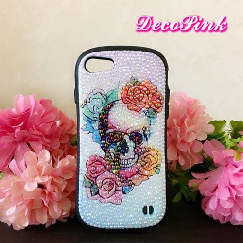 iPhoneケース デコ電 ドクロ スマホケース