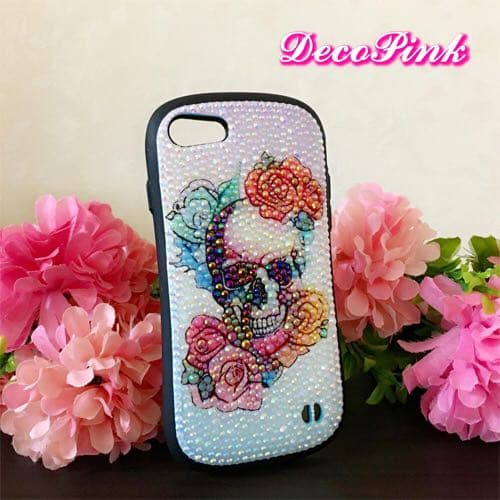 iPhoneケース デコ電 ドクロ スマホケース