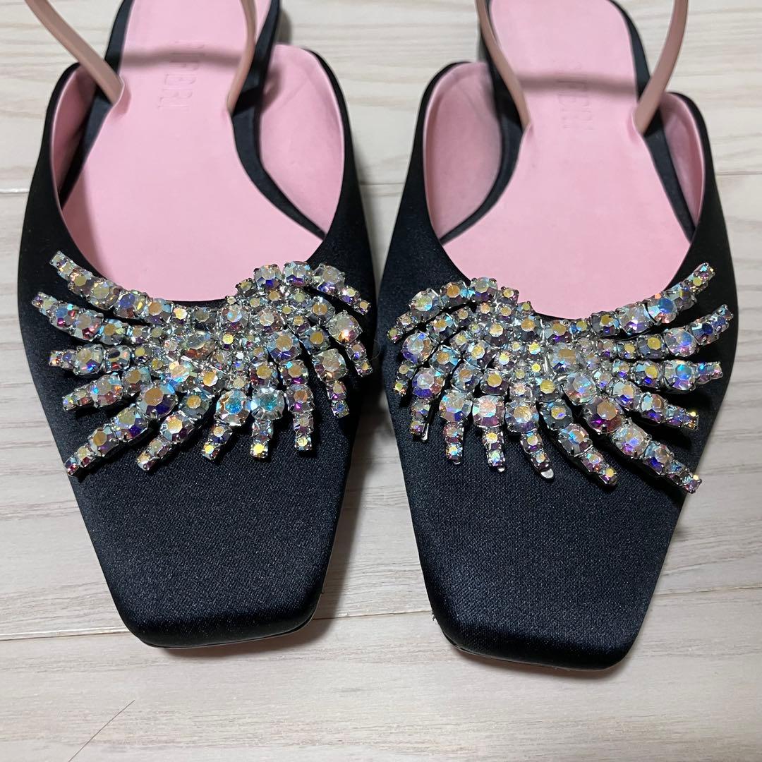 【美品】PIFERI フラット　サンダル　クリスタル　ビジュー　ビーガン　40