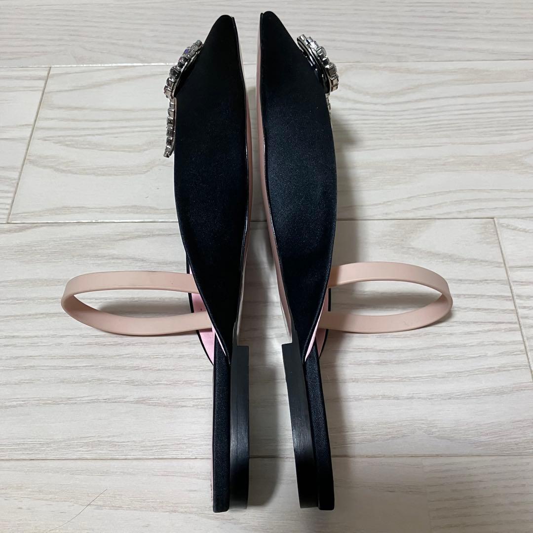 【美品】PIFERI フラット　サンダル　クリスタル　ビジュー　ビーガン　40