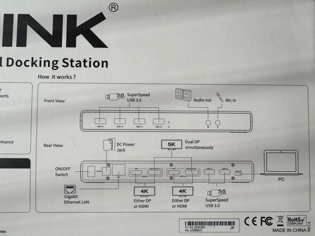 WAVLINK 5K USB-C デュアルドッキングステーション