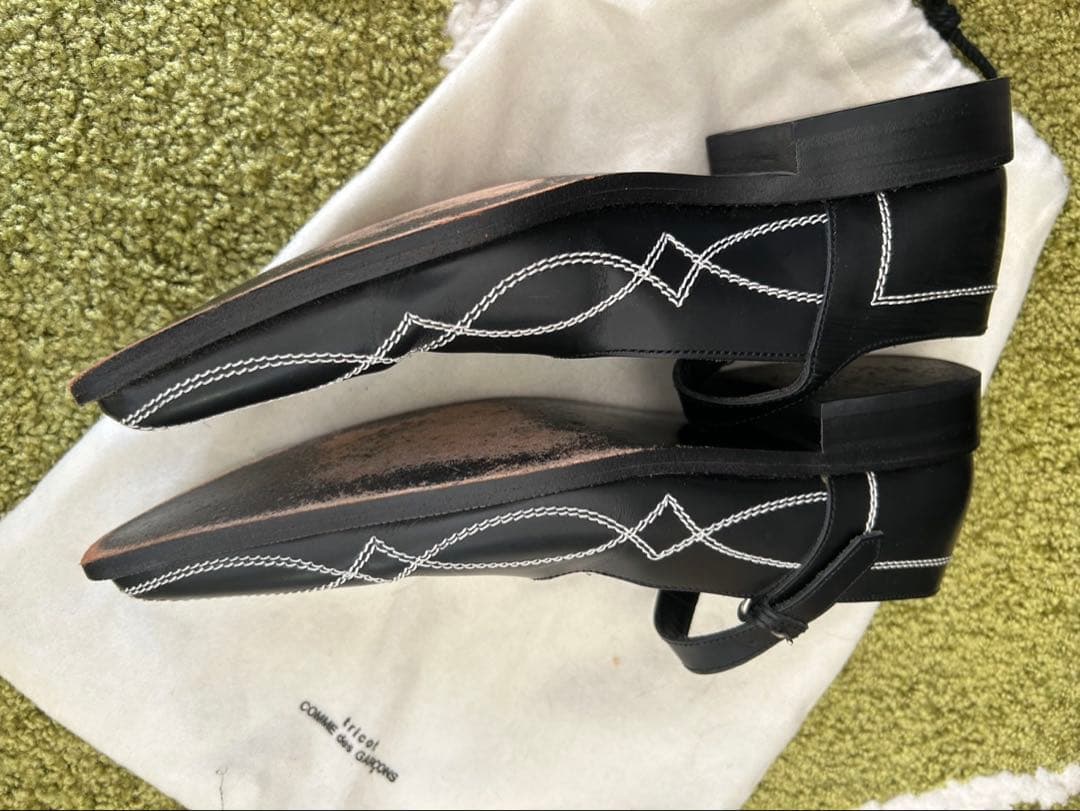 ⭐︎トリココムデギャルソン　ブラックレザーストラップパンプス