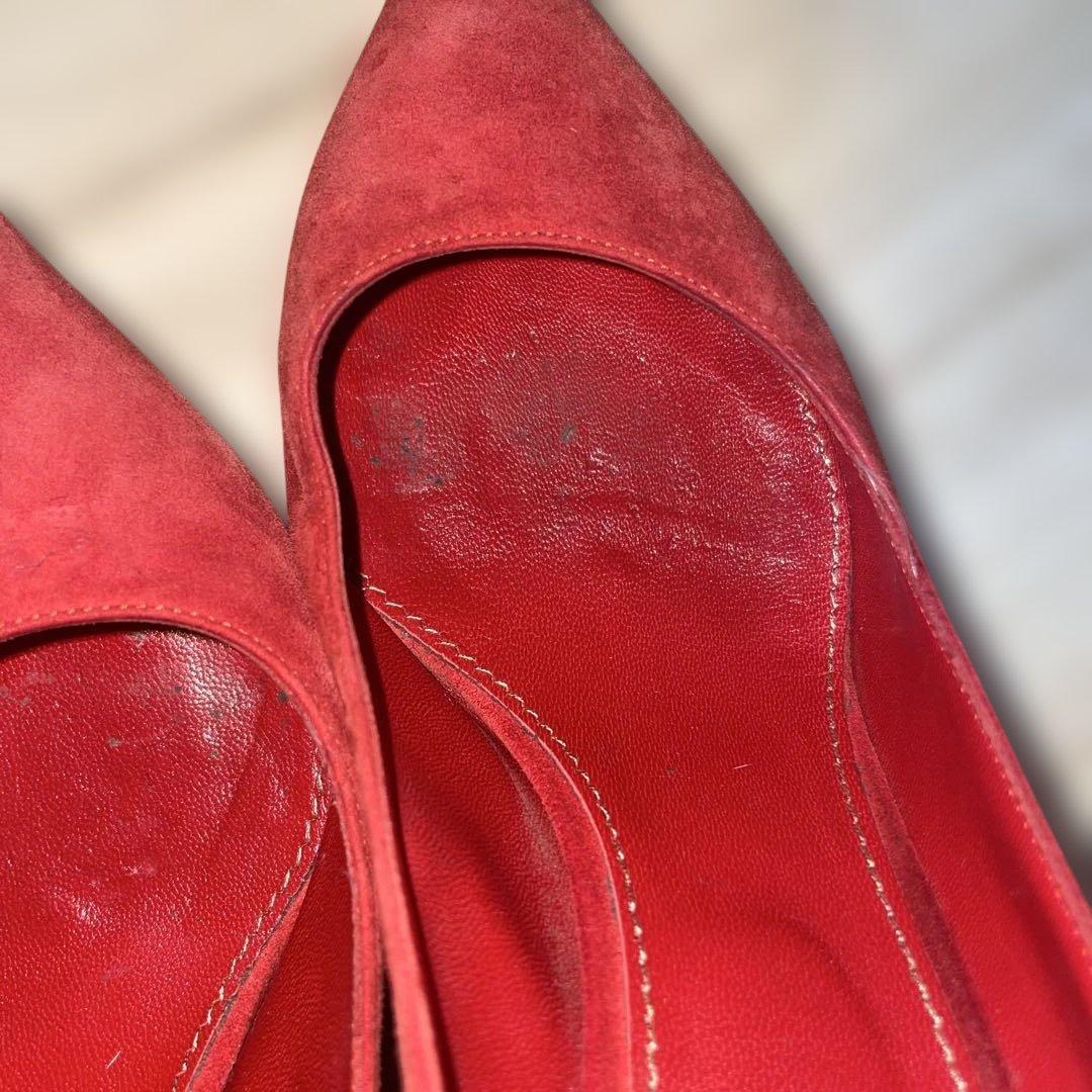 sergio rossi レッド スエード パンプス36クリスマスカラー