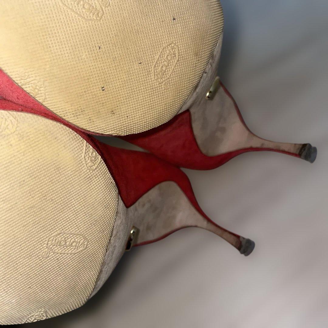 sergio rossi レッド スエード パンプス36クリスマスカラー