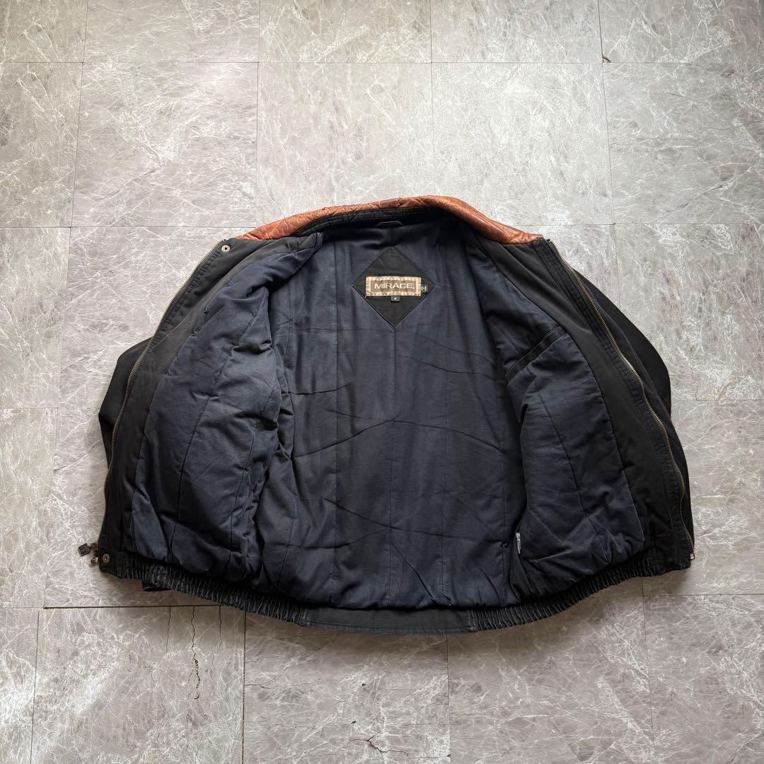 MIRAGE 短丈　襟レザー　ドリズラージャケット　中綿入り　ヴィンテージ