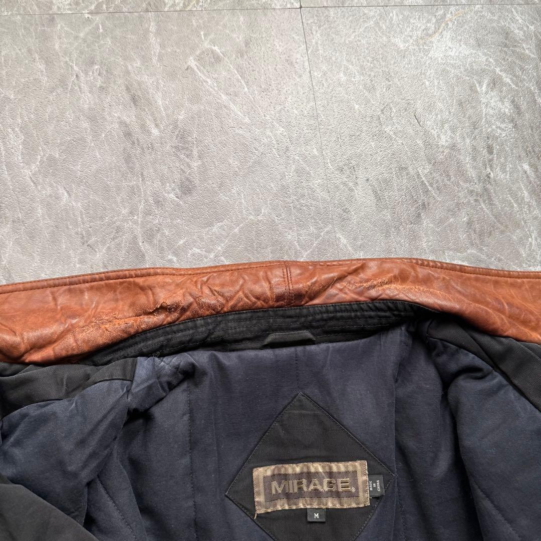MIRAGE 短丈　襟レザー　ドリズラージャケット　中綿入り　ヴィンテージ