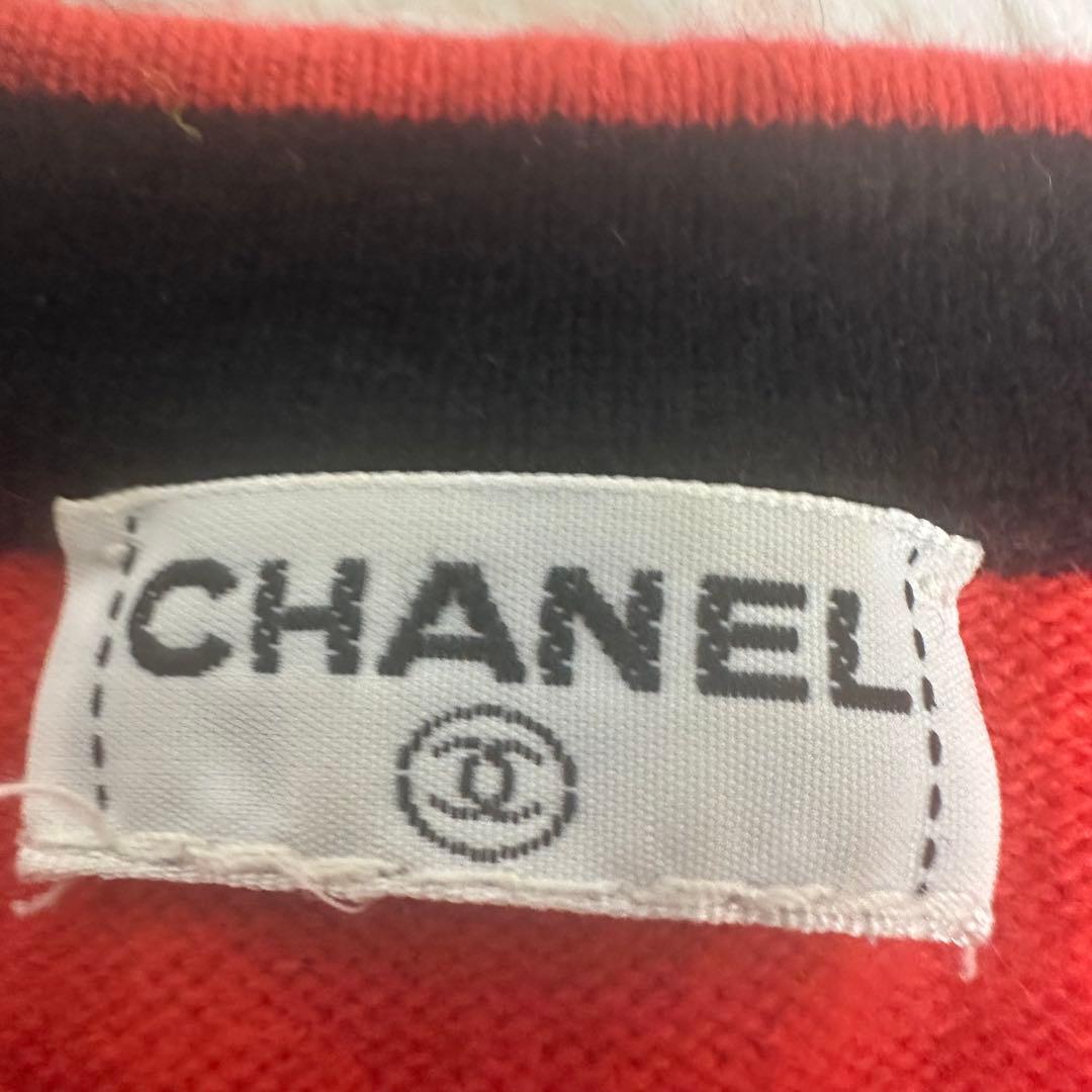 極美品CHANEL シャネル カシミヤ 半袖ニット ココボタン