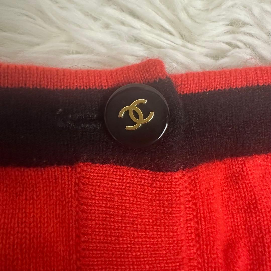 極美品CHANEL シャネル カシミヤ 半袖ニット ココボタン