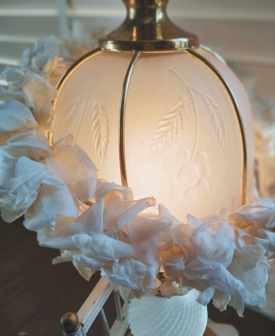 フランスアンティーク✨️布花冠・テーブルランプ ２点セット ブロカント