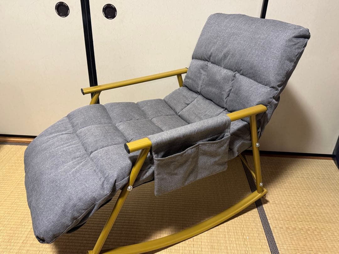 KAIHAOWIN ロッキングチェア リクライニングチェア ブラック/グレー