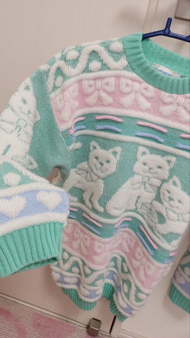 ROSE ファンシー 猫柄 ニット セーター