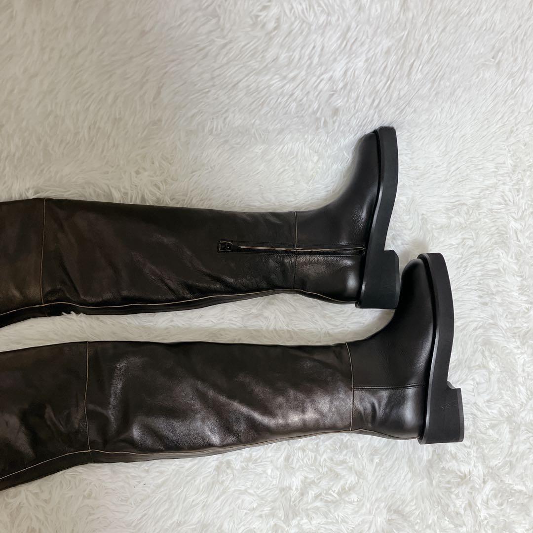 【定価18万】希少 美品 マルジェラ MM6 サイハイ ロングブーツ レザー 黒