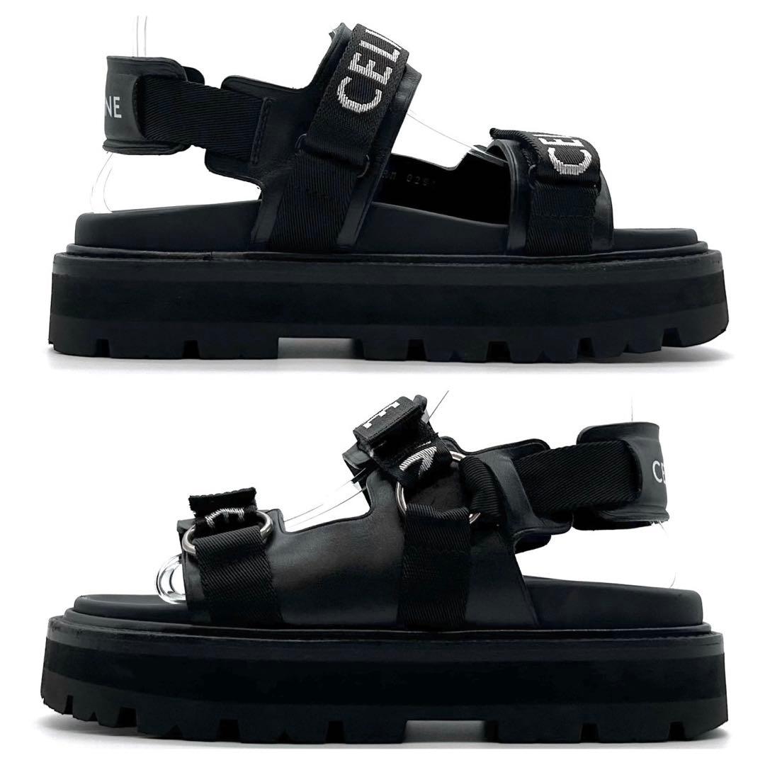 保存袋　セリーヌ　サンダル　バルキー　アウトドア　厚底　黒　24cm 37