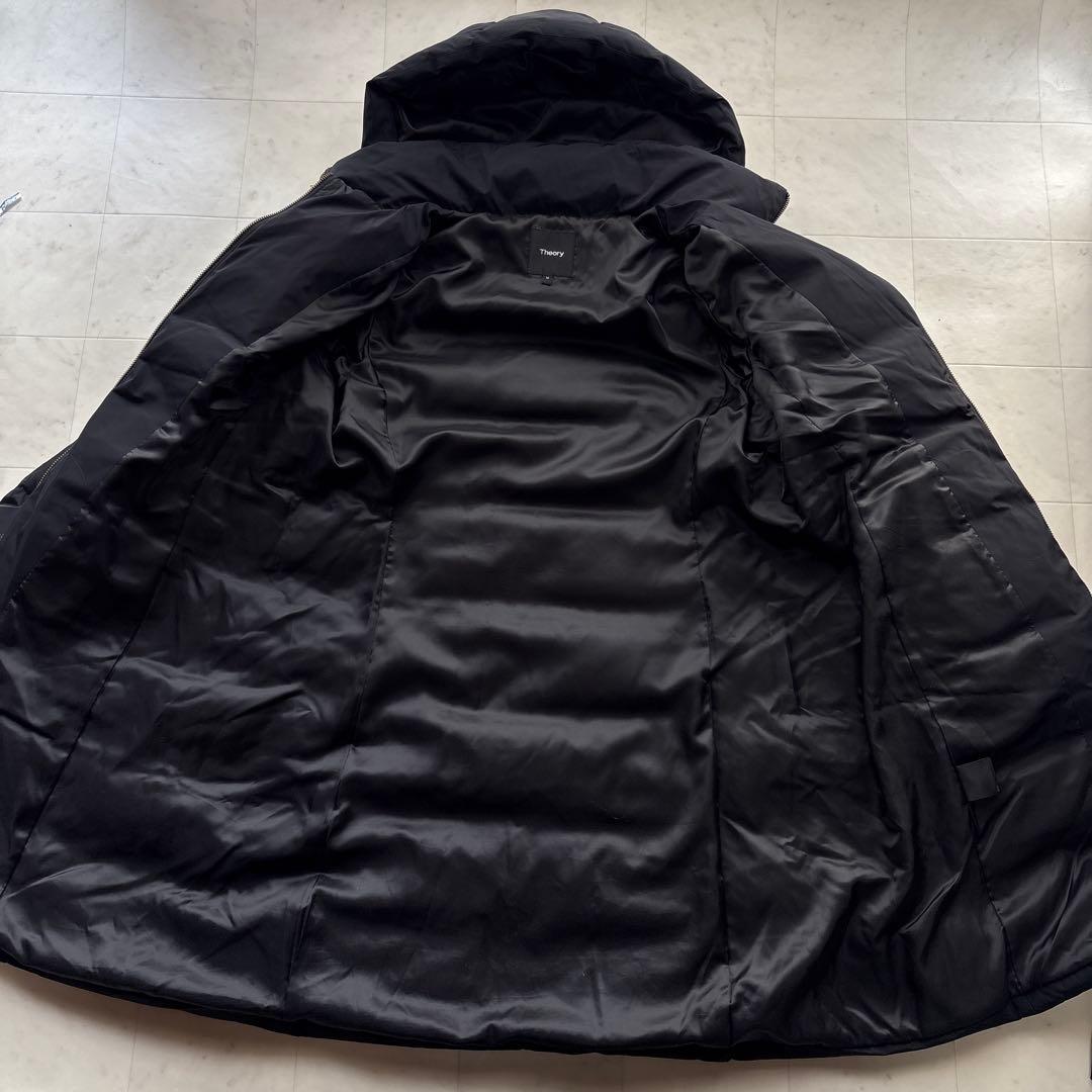 美品 セオリー 定価6.8万 フード付きダウンコート 2way 黒 ブラック M