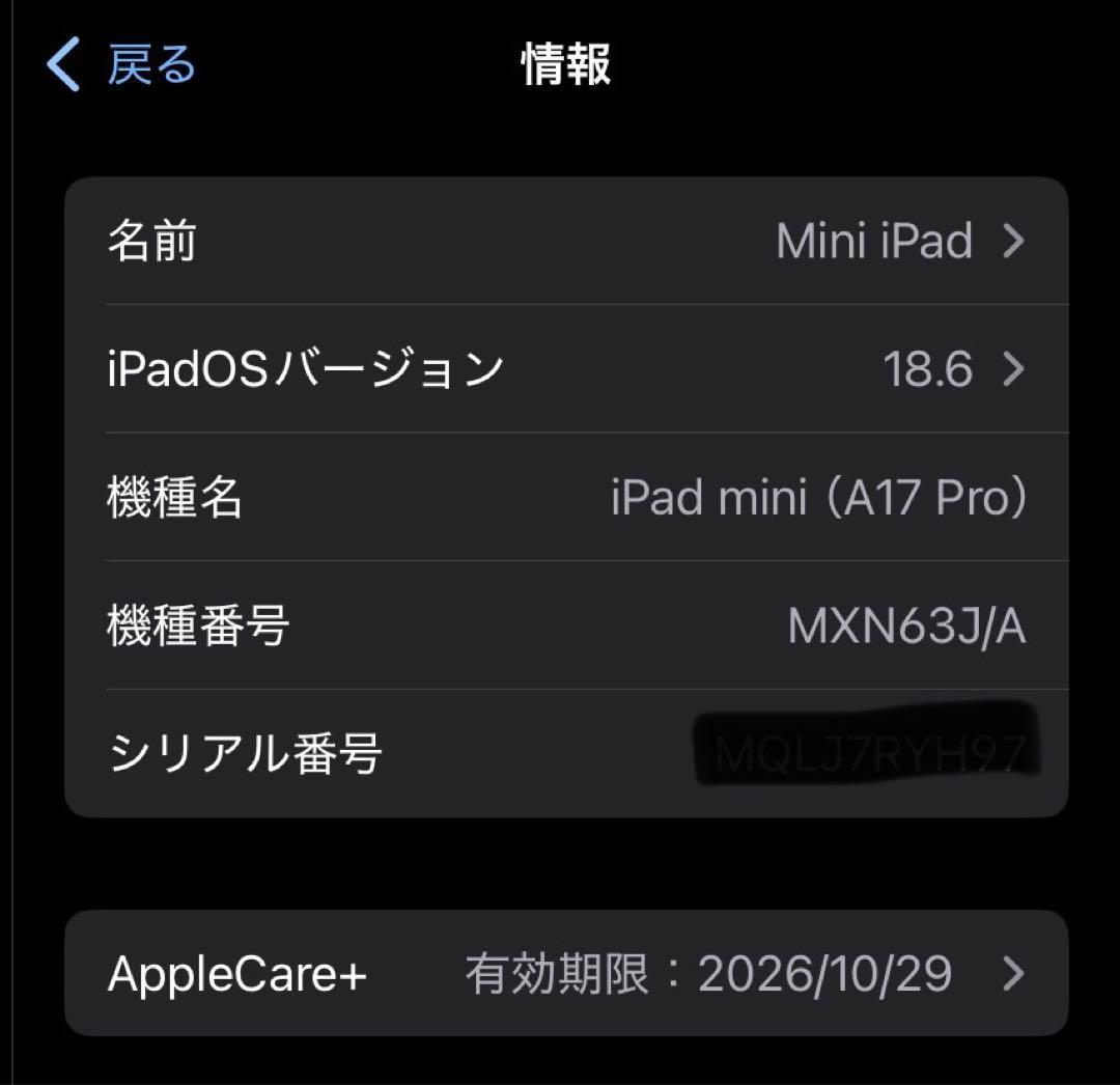 IPad Mini A17 PRO 128gb - スペースグレイ