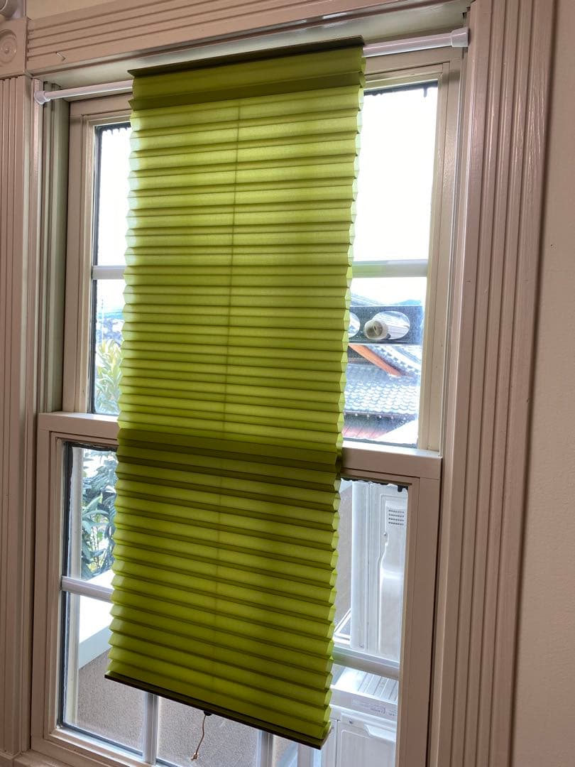 【6点セット】小窓ハニカムシェード 35×135cm グリーン、ブラウン