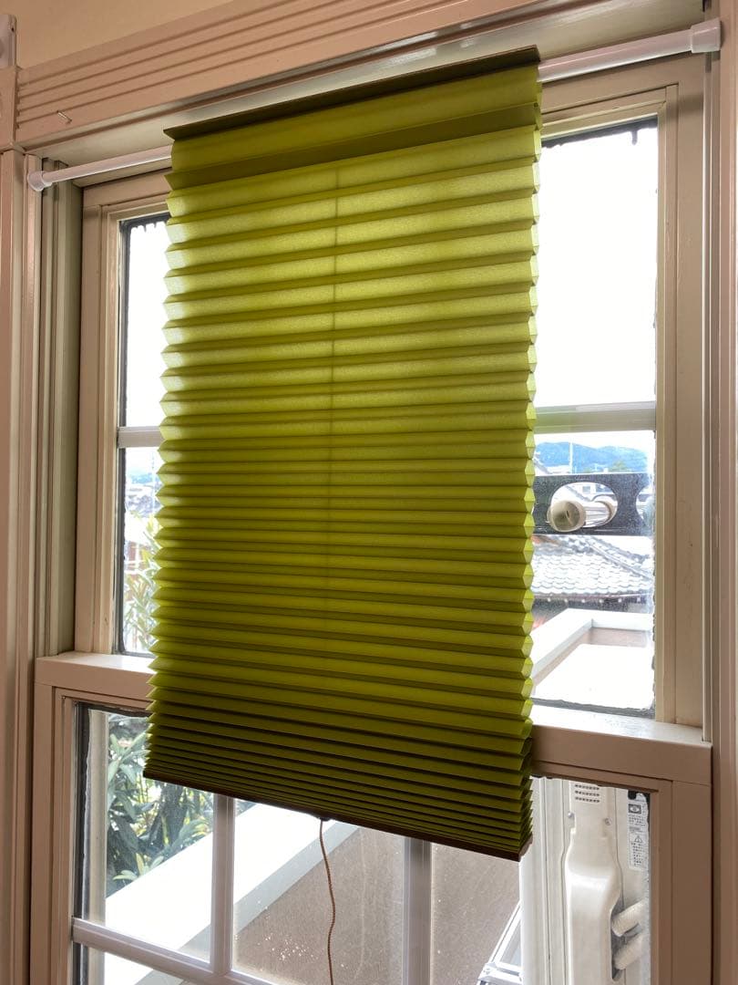 【6点セット】小窓ハニカムシェード 35×135cm グリーン、ブラウン