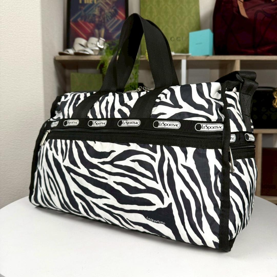 美品 LeSportsac ボストンバック 2way ゼブラ アニマル