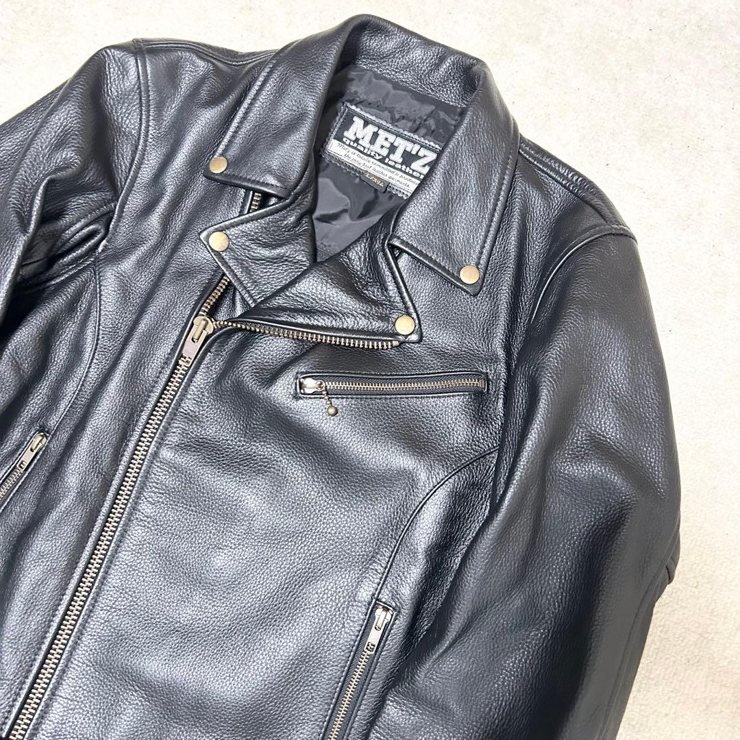 極美品　MET'Z ダブルライダースジャケット　カウレザー　牛革　黒　ブラック