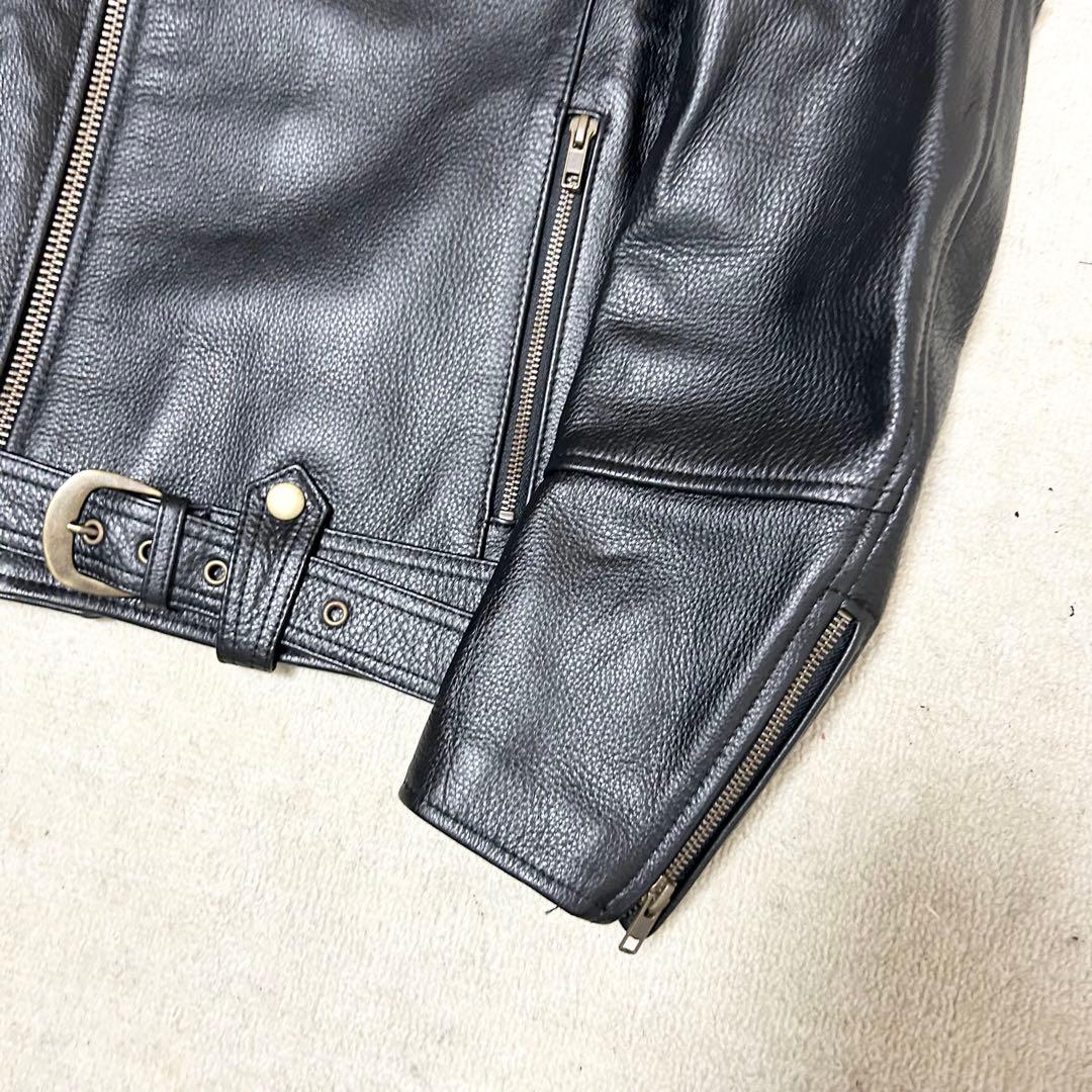 極美品　MET'Z ダブルライダースジャケット　カウレザー　牛革　黒　ブラック