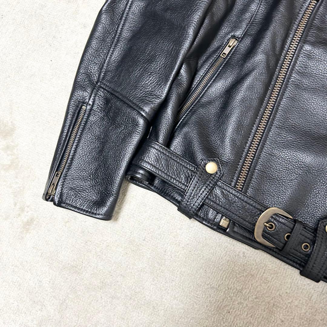 極美品　MET'Z ダブルライダースジャケット　カウレザー　牛革　黒　ブラック