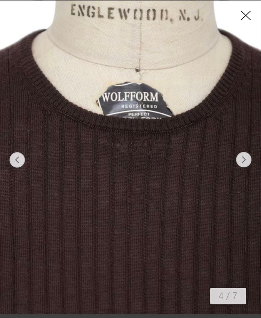 Drawer☆18Gカシミヤシルクリブクルーニット ブラウン