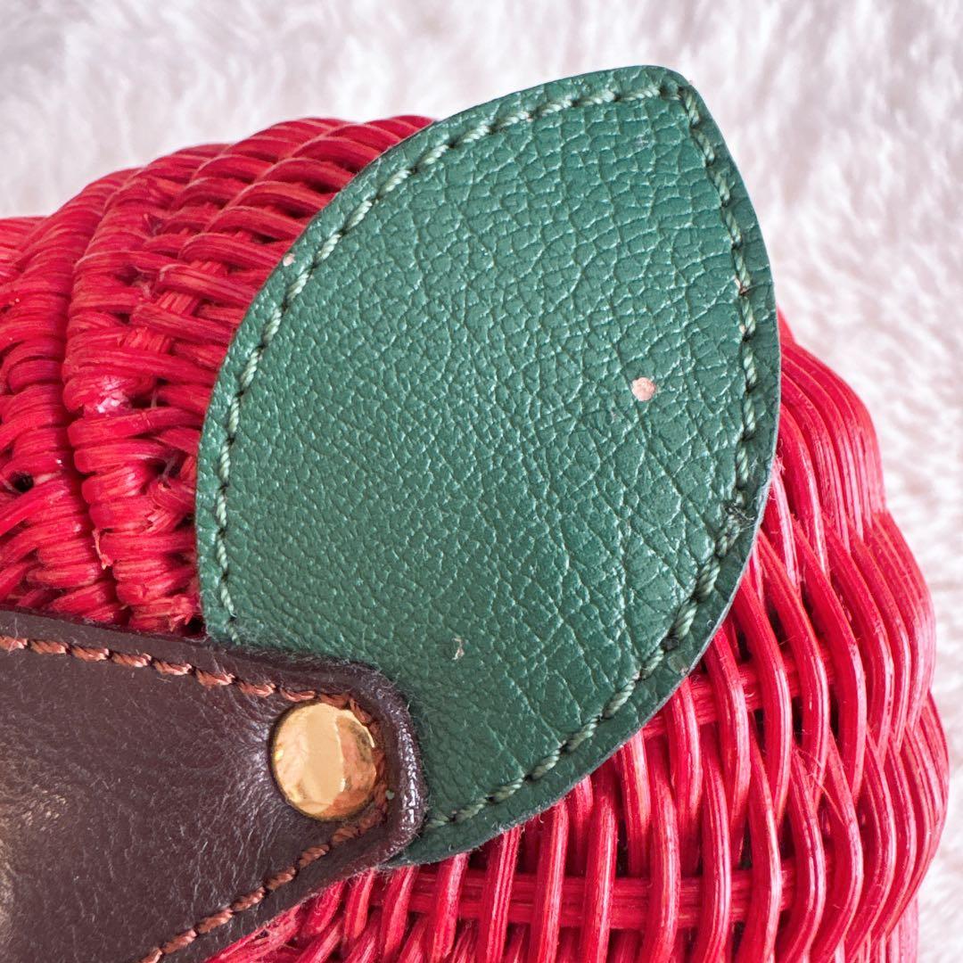 ファミリア ⭐︎ familiar りんご ラタン ショルダーバッグ 赤