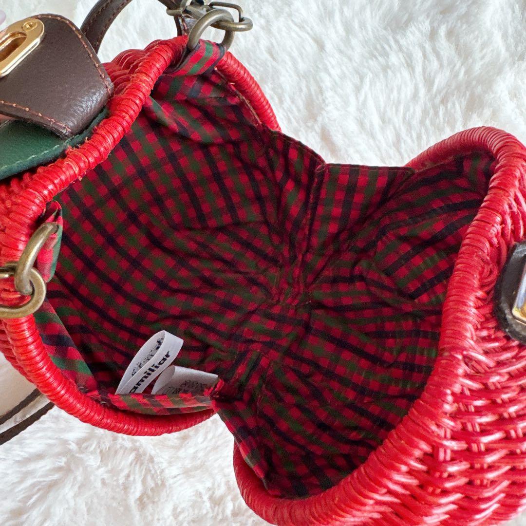 ファミリア ⭐︎ familiar りんご ラタン ショルダーバッグ 赤