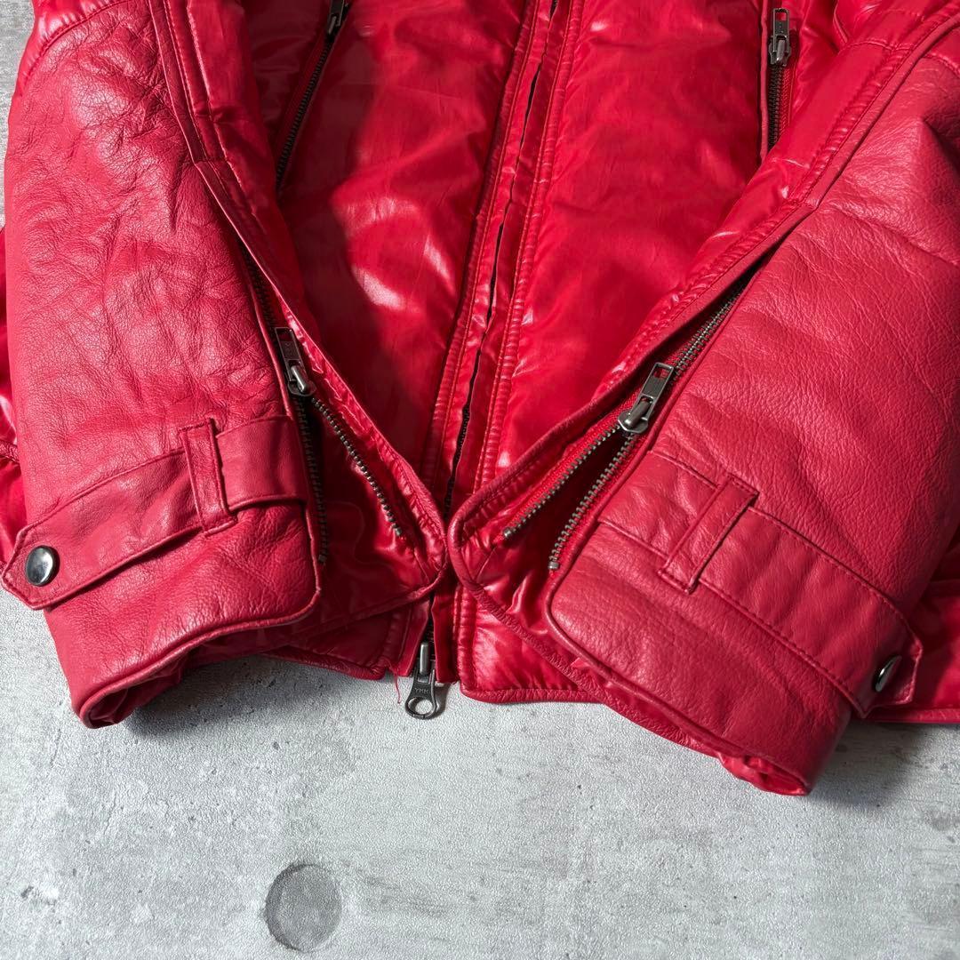 2000's leather × nylon riders jacket y2k