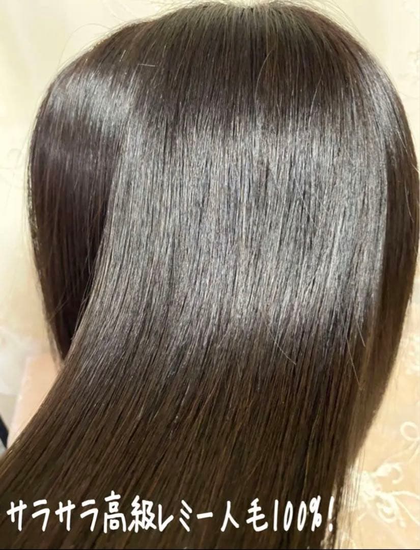 高級レミー人毛100% 自然な黒【総手植えS】シルクスキン　フルウィッグ