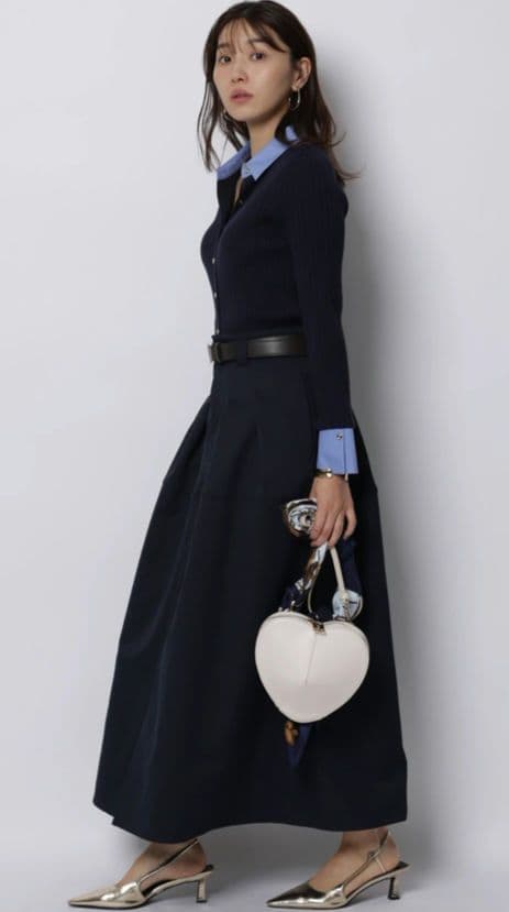 ジャスグリッティー　配色シャツカラー長袖ニット