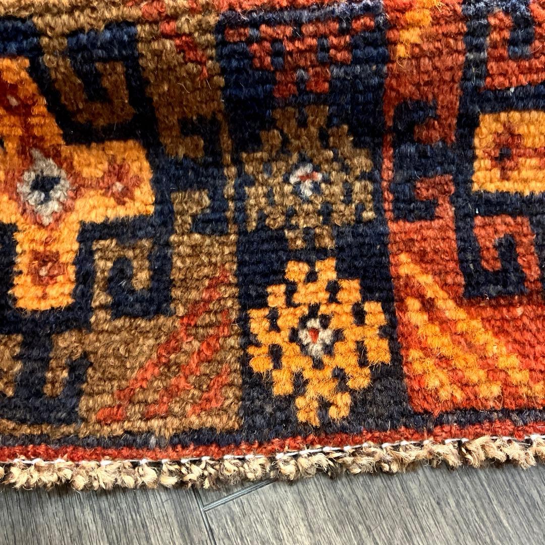 トライバル ラグ トルクメン 手織り 絨毯 ビンテージラグ 44cmx60cm