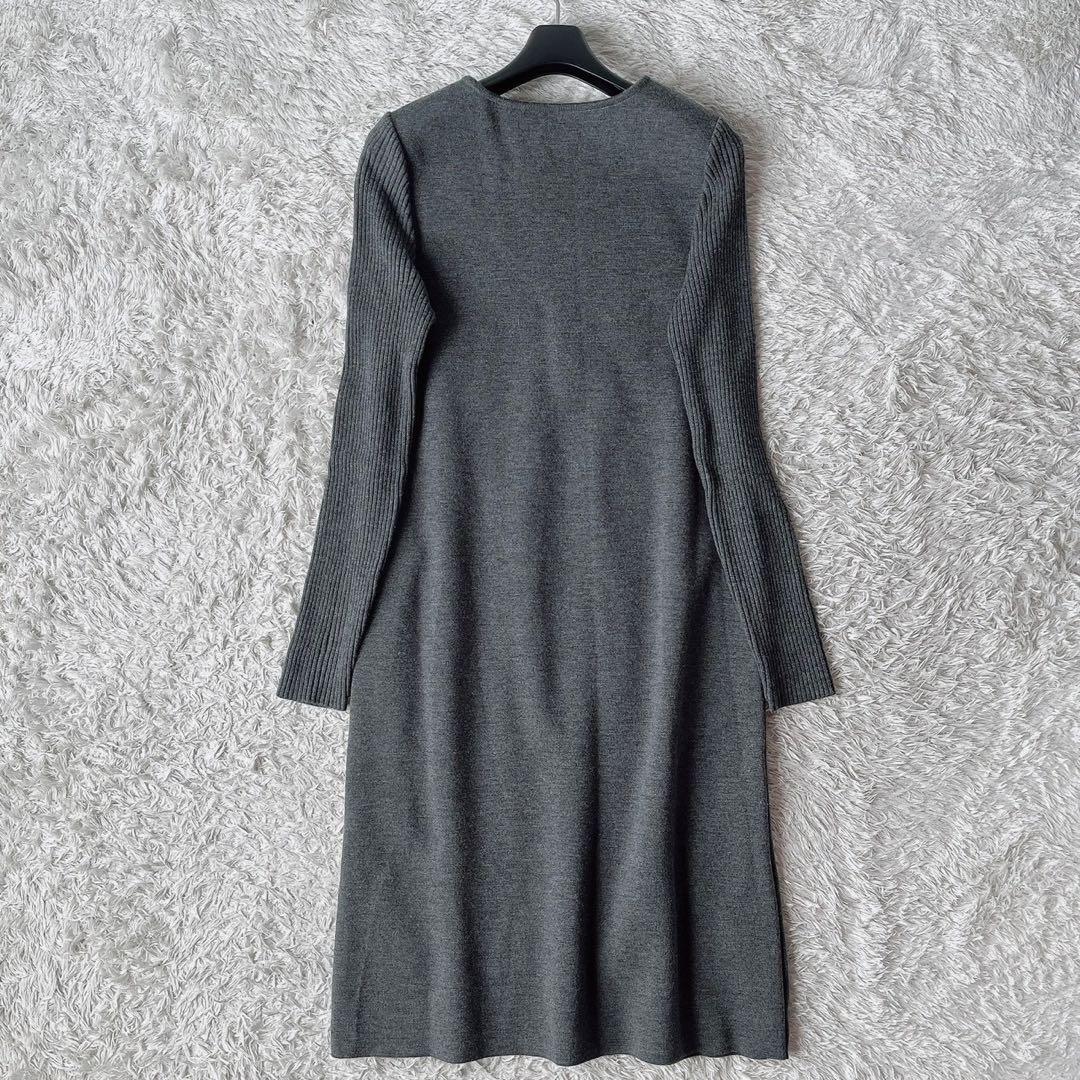【美品】フォクシー ニットワンピースドレス シエナ 長袖 ひざ丈 グレー