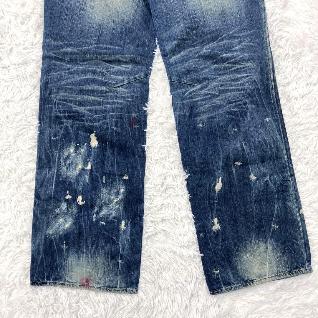 超レア✨　Prps　紫製品　W32　デニムパンツ　ペイント　ダメージ加工　ハラコ