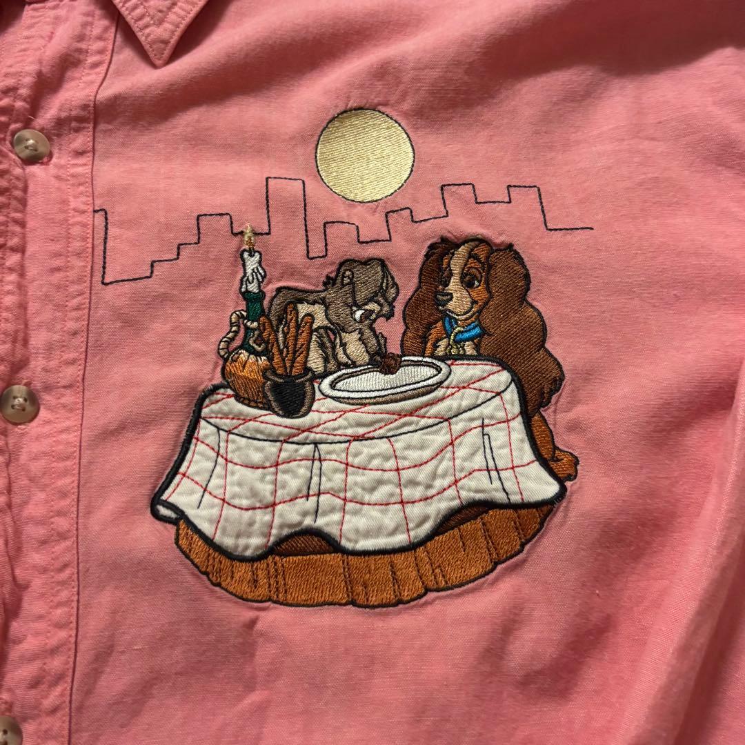 90s disney store わんわん物語　長袖刺繍シャツ