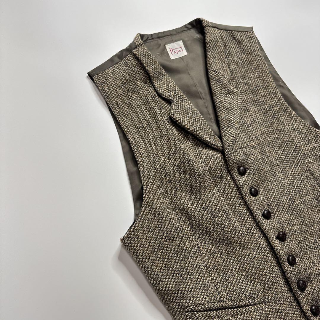 【美品】Papas パパス　ハリスツイード　ベスト　M
