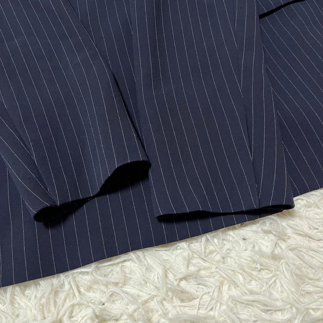 美品 S PLST ネイビー ストライプ ダブル セットアップ スーツ