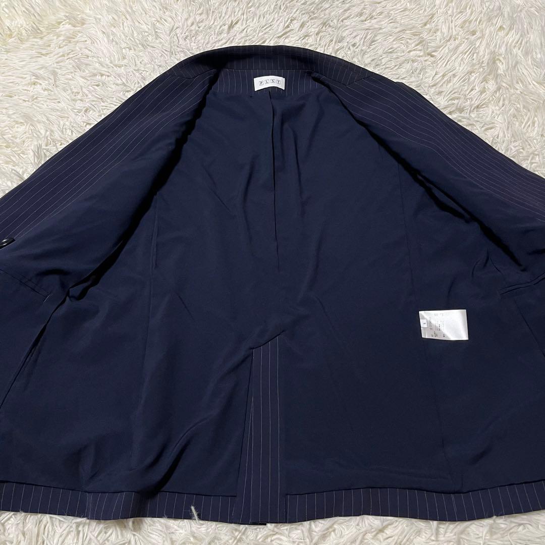 美品 S PLST ネイビー ストライプ ダブル セットアップ スーツ