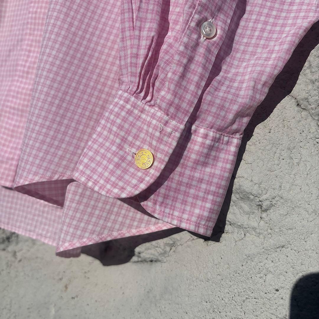 【金セリエ】 HERMES エルメス セリエ シャツ ボタンダウン フランス製