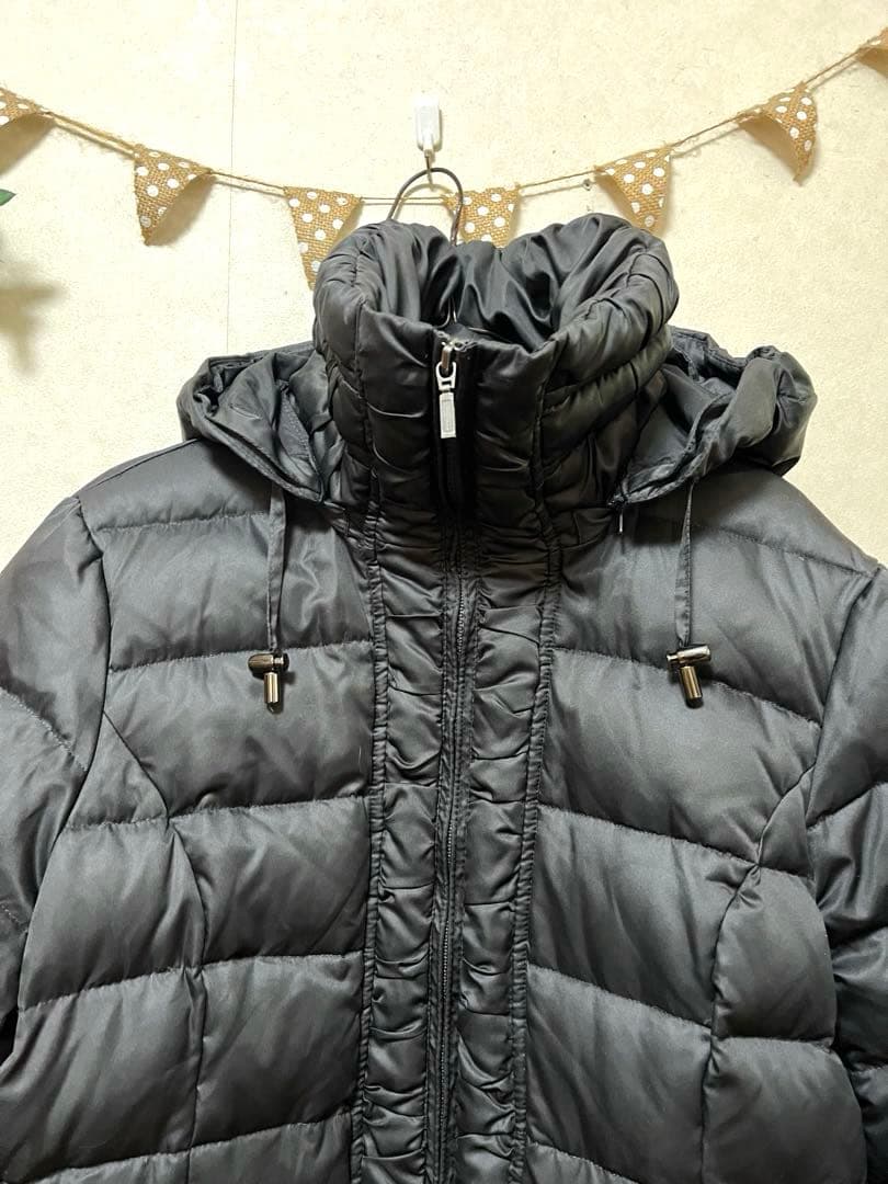 アミアンハウス 黒 ブラック ロング ダウンジャケット 大きいサイズ 17号